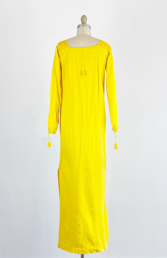1970s Dress / Yellow Floral Maxi Dress / Bohemian… - image 5