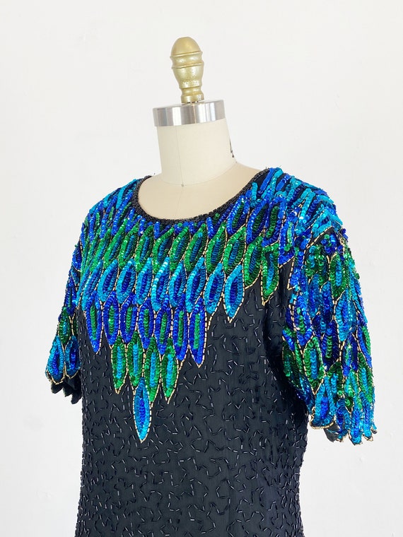1980s Sequin Dress - 80s Party Dress - 1980s Bead… - image 8