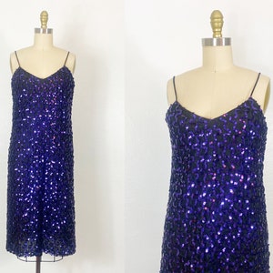 1980s Sequin Dress - 1980s Cocktail Dress - 1980s Party Dress - Size Medium - Large