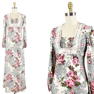 1970s Dress - 1970s Prairie Dress - Gunne Sax Style Dress - Size Medium