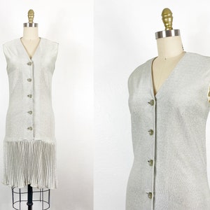 1960s Cocktail Dress - 1960s Party Dress - 1960s Mod Dress - 1960s Metallic Dress - Size Medium