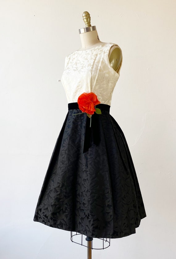 1950s Party Dress - 1950s Silk Jacquard Dress - 5… - image 6