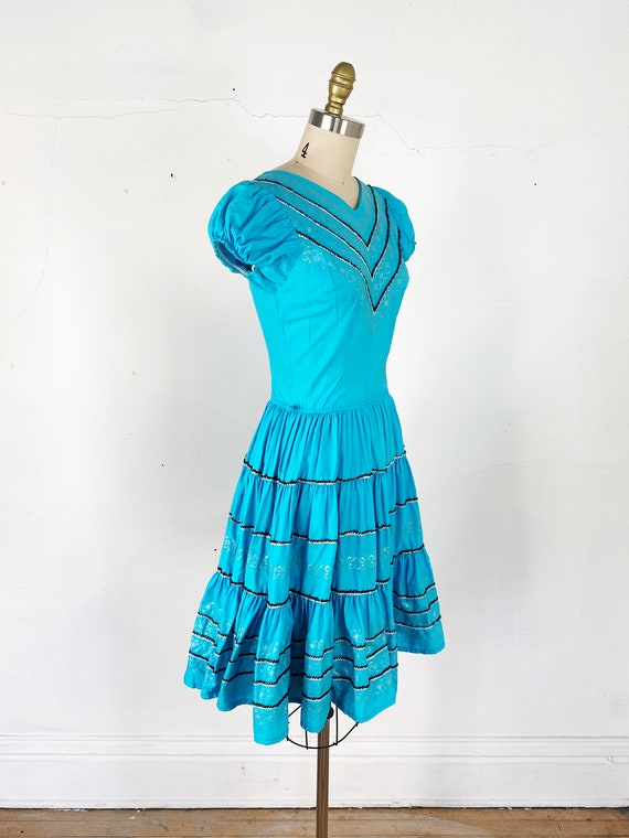 1950s dress // turquoise patio dress // fiesta dr… - image 4