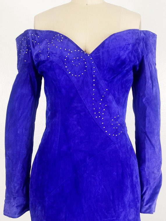 1980s Dress - 1980s Suede Dress - 1980s Mini Dres… - image 3