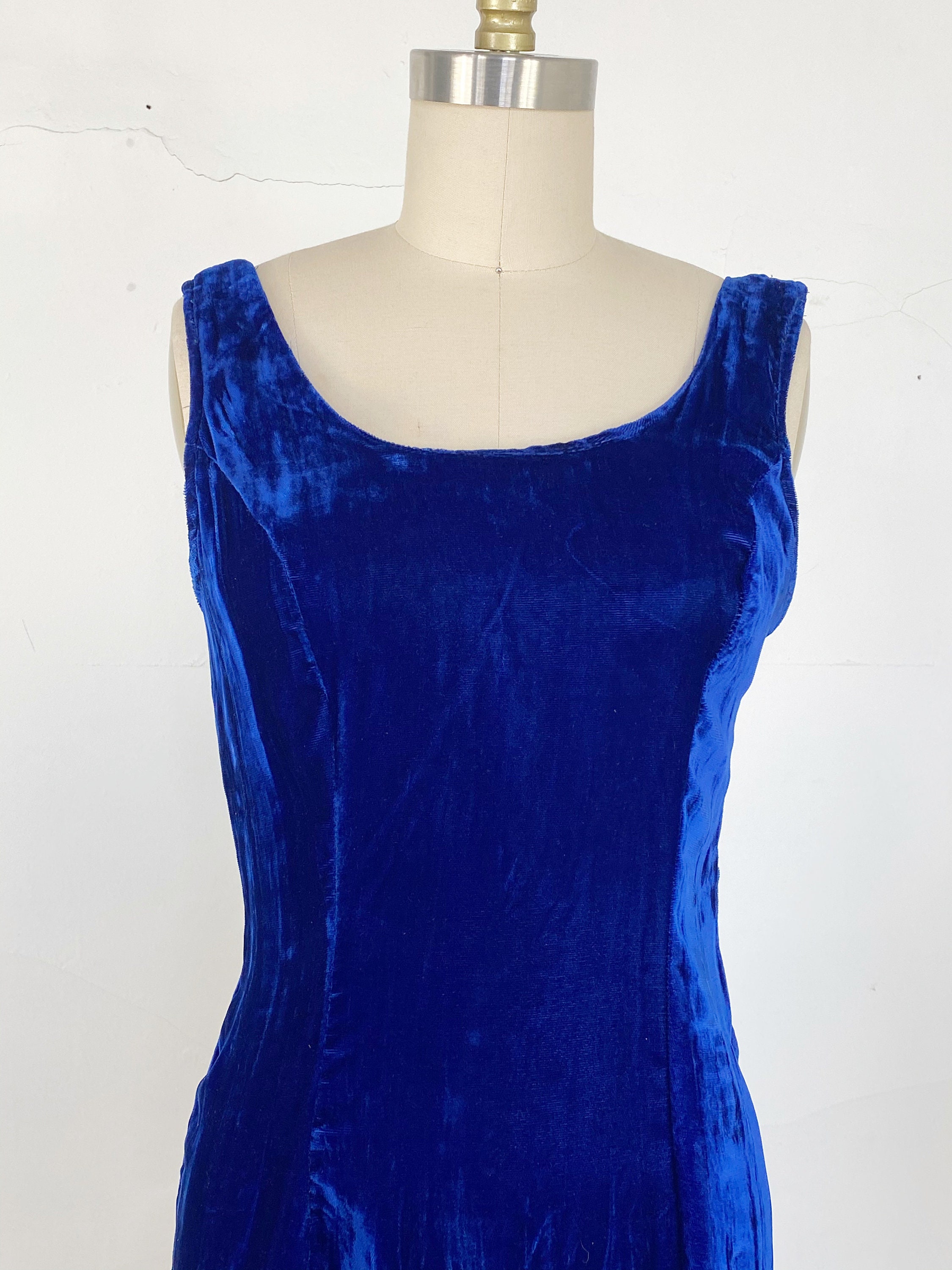 1990s Dress // Blue Velvet Mini Dress // Small | Etsy