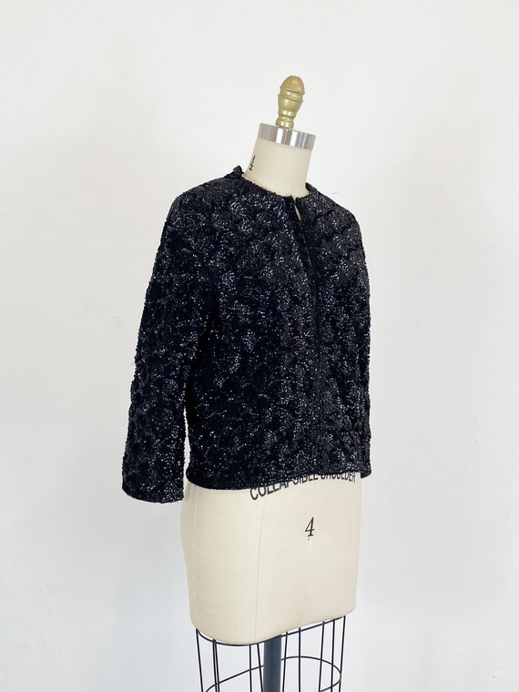 1960s Sequin Cardigan - Black Sequin Cardigan - 6… - image 4