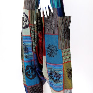 Handmade Cotton Patchwork Harem Pants Bohemian Aladdin Style