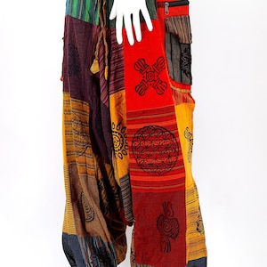 Cotton Hippie Handmade Patchwork Aladdin Style Free Size Bohemian Pants, Yoga Pants, Hippie Pants, Boho Pants, Eco - Friendly Clothing.