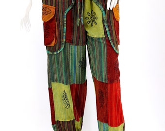 Pantalones de harén de algodón hechos a mano, estilo hippie, estilo bohemio, pantalones de yoga, ropa ecológica