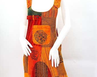 Handmade Cotton Hippie Overalls Block Print Boho Jumpsuit