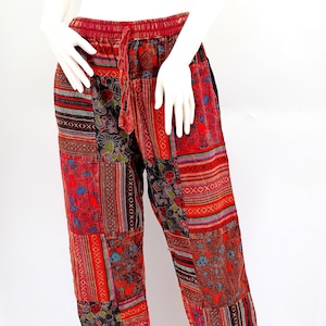 Sarouel en patchwork de coton fait main, tenue de festival bohème colorée
