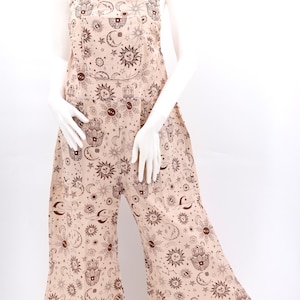 Cotton Harem Overalls Handmade Celestial Print Wide Leg Palazzo Pants