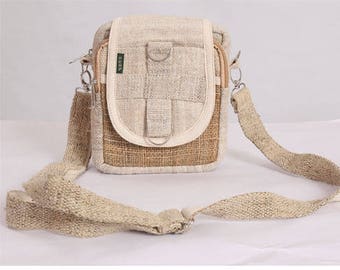 Unique design four pocket Hemp Hobo Passport crossbody bag Hippie Bag Festival Bag Travel Bag Himalaya Hemp FAIR TRADE | Handmade with Love