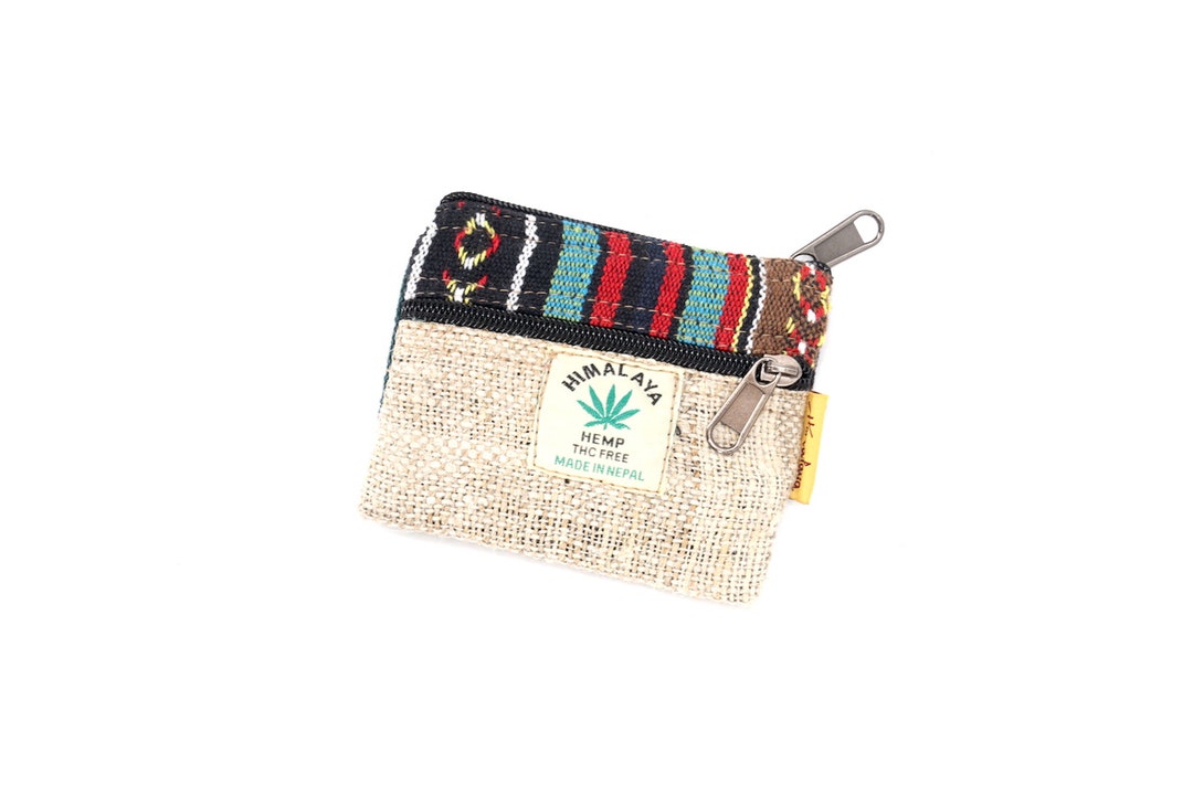 Hemp Coin Purse, Made From 100 Handmade Hemp, Multiple Color, Zipper