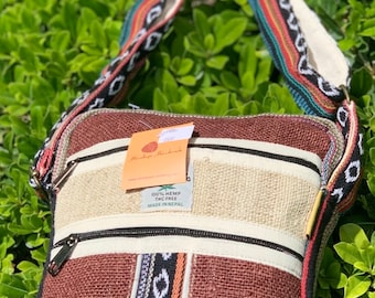 Unique Himalaya Hemp Boho Tablet crossbody bag Hippie Bag Festival Bag Travel Bag 100% Hemp|100 VEGAN| FAIR TRADE | Handmade with Love