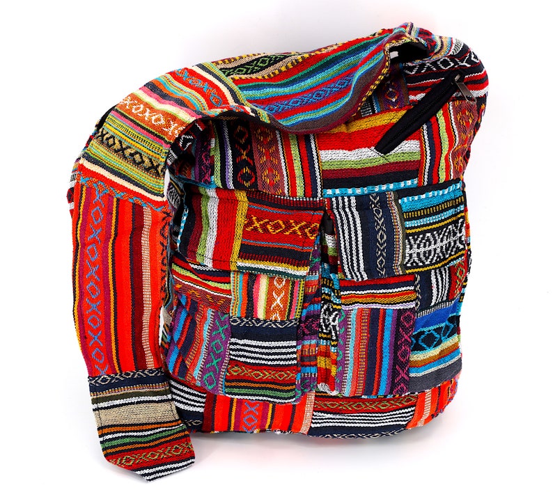 Unique Design Cotton Boho iPad crossbody bag Hippie Bag Festival Bag Travel Bag 100% Cotton100 VEGAN FAIR TRADE Handmade with Love image 4