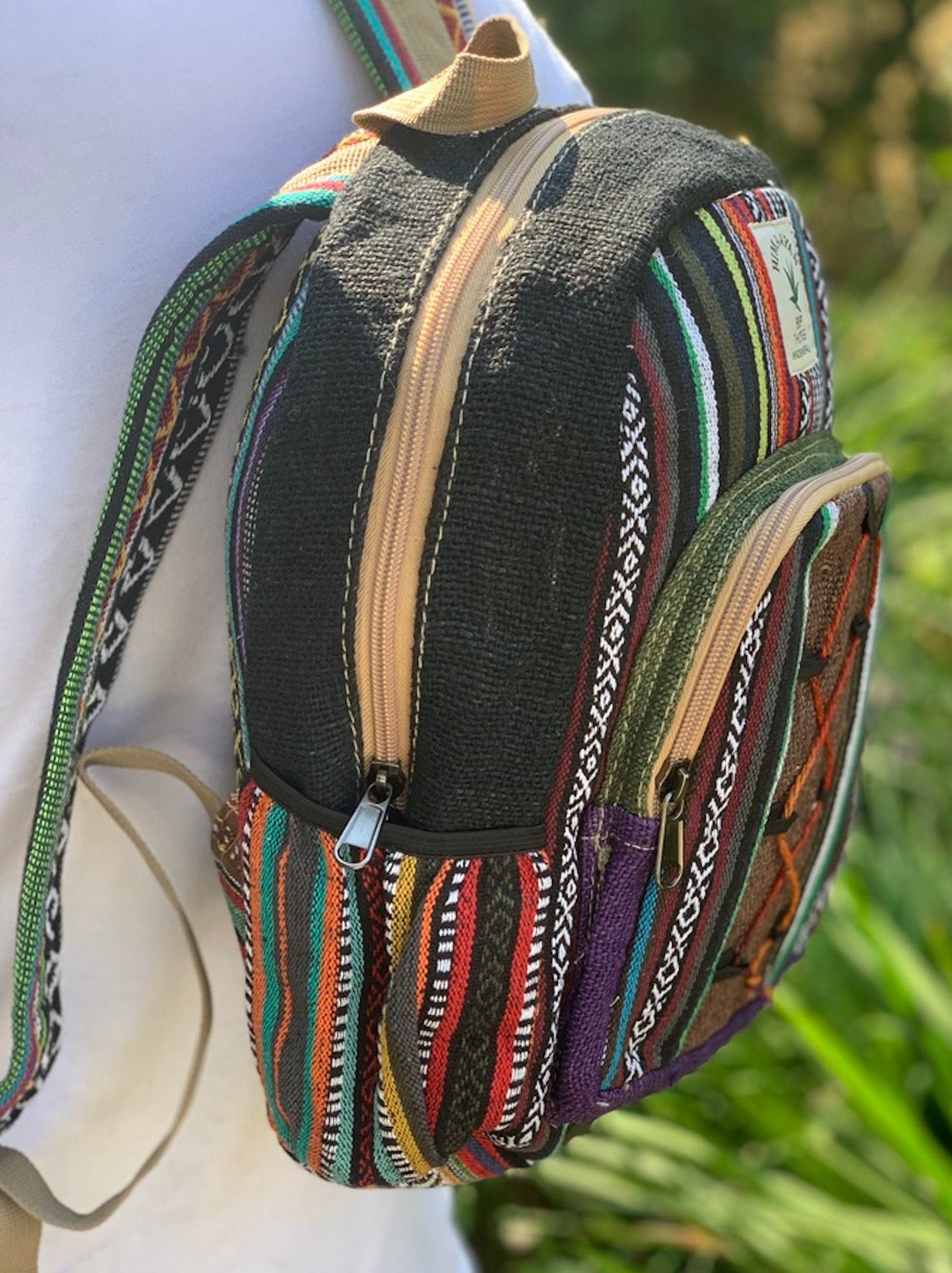 Unique Mini Hemp Backpack Small Back Pack Hippie Bag Pack Etsy