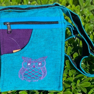 Handmade Cotton Crossbody Bag Owl Embroidered Hippie Festival Bag