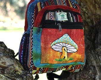 Rainbow Himalaya Hemp Mini Backpack Fair Trade Festival Bag