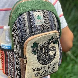 Einzigartiger Mini Hanf Rucksack Kleiner Rucksack Hippie Rucksack Festival Rucksack 100% Hanf|100 VEGAN| FAIRER HANDEL | Handgemacht mit Liebe