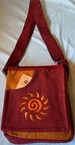 Hippie Boho Sun Embroidery passport & iPad messenger shoulder Bag 100% cotton Handmade in Nepal 