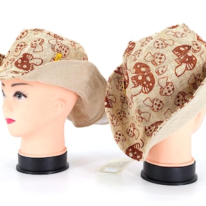 Unique Designed 100% Hemp Hippie Handmade Mushroom Print Bohemian Hat, Floppy Hat, Beach Hat, Eco-Friendly Product