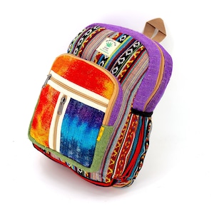 Mini sac à dos Himalaya chanvre tie-dye au design unique, sac à dos hippie, sac à dos bohème, sac à dos respectueux de l'environnement