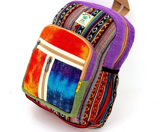 Unique designed Himalaya Hemp Tie Dye Mini Backpack, Hippie Backpack, Boho Backpack, Eco-Friendly Backpack