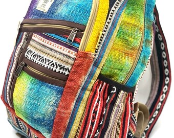 Himalaya Hanf Tie Dye Großer Rucksack Hippie Rucksack Festival Rucksack Wander und Laptop Rucksack FAIR TRADE Handmade with Love.