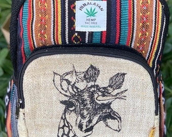 Unique Hemp Backpack Small Backpack Hippie Backpack Festival Backpack Hiking Backpack 100% Hemp|100 VEGAN| FAIR TRADE | Handmade with Love.