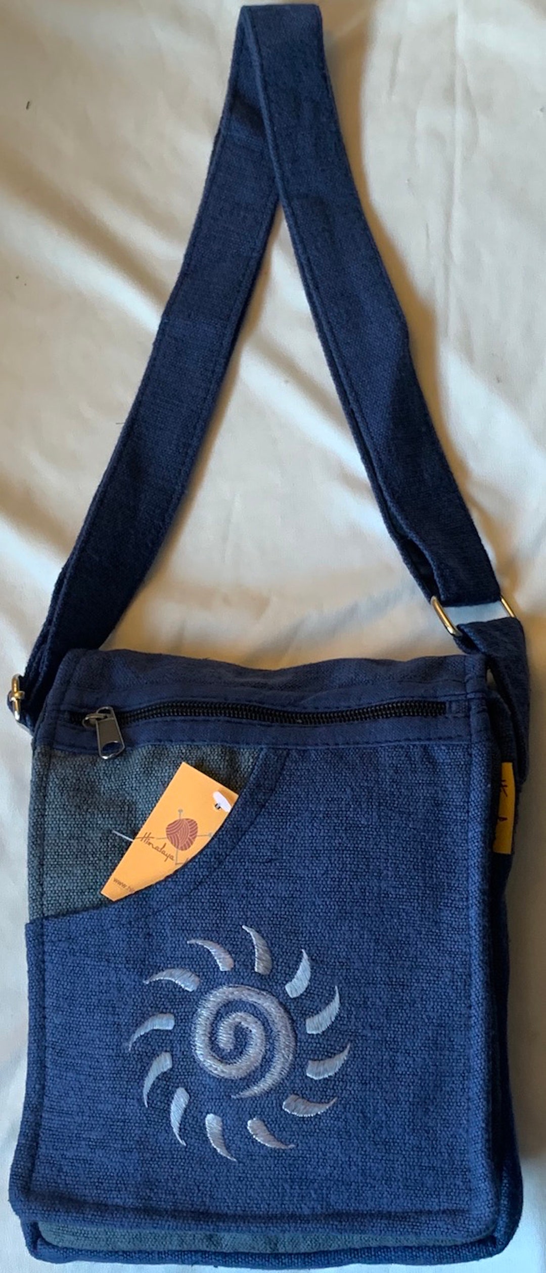 Hippie Boho Sun Embroidery Passport & iPad Messenger Shoulder Bag