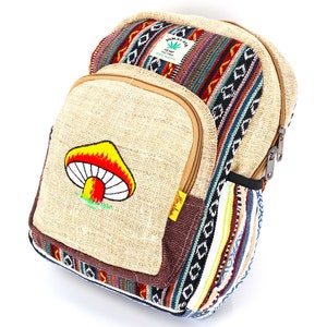 Mini sac à dos tie-dye brodé de champignons de chanvre de l'Himalaya au design unique, sac à dos hippie, sac à dos bohème, sac à dos respectueux de l'environnement