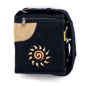 Sun Embroidered Cotton Crossbody Bag Handmade Hippie Passport Bag
