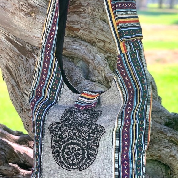 Sac à bandoulière en coton, tapisserie unique Hippie Crossbody avec Hobo Hippie Cross body Sac femme, sac Festival Sling Boho Bag / Fait à la main avec amour