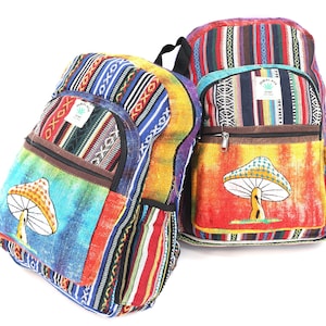 Himalaya Hemp Tie Dye Grand sac à dos Hippie Backpack Festival Backpack Randonnée et laptop Backpack FAIR TRADE Fait à la main avec amour