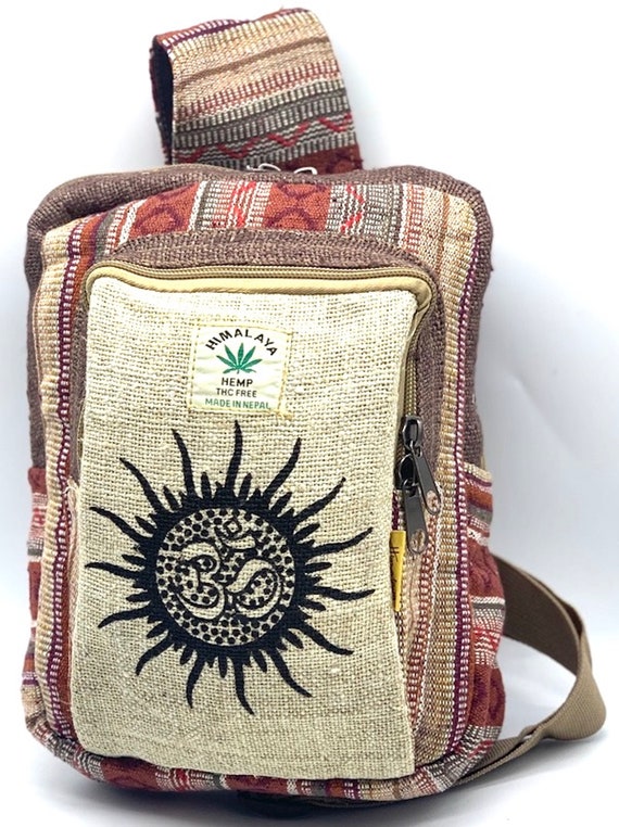 Himalayan Hemp Sling Backpack Handmade Crossbody Festival  display picture 2