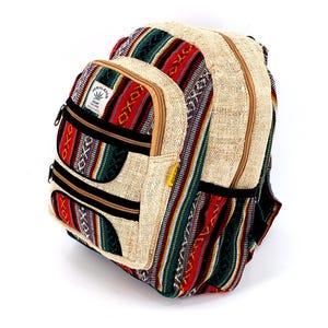 Unique designed 100% Himalaya Hemp Multi-Zippered Mini Backpack, Hippie Backpack, Boho Backpack, Eco-Friendly Backpack