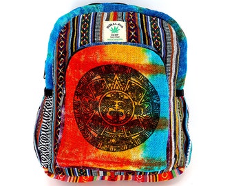 Himalayan Hemp Mini Backpack Aztec Calendar Tie Dye Boho Bag  display picture 2
