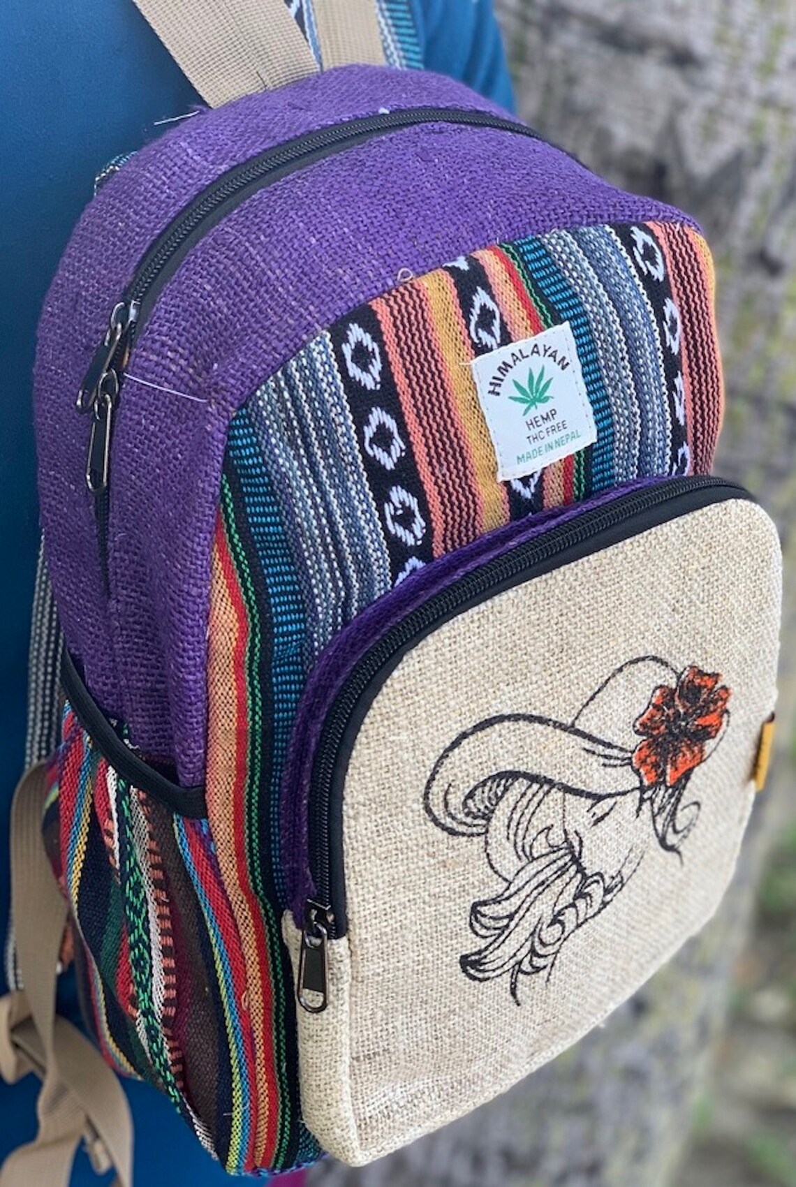 Unique Hemp Backpack Small Backpack Hippie Backpack Festival Etsy