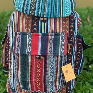 Unique Cotton Backpack Small Backpack Hippie Backpack Festival Backpack Hiking Backpack Patch Backpack FAIR TRADE Handmade with Love image 2