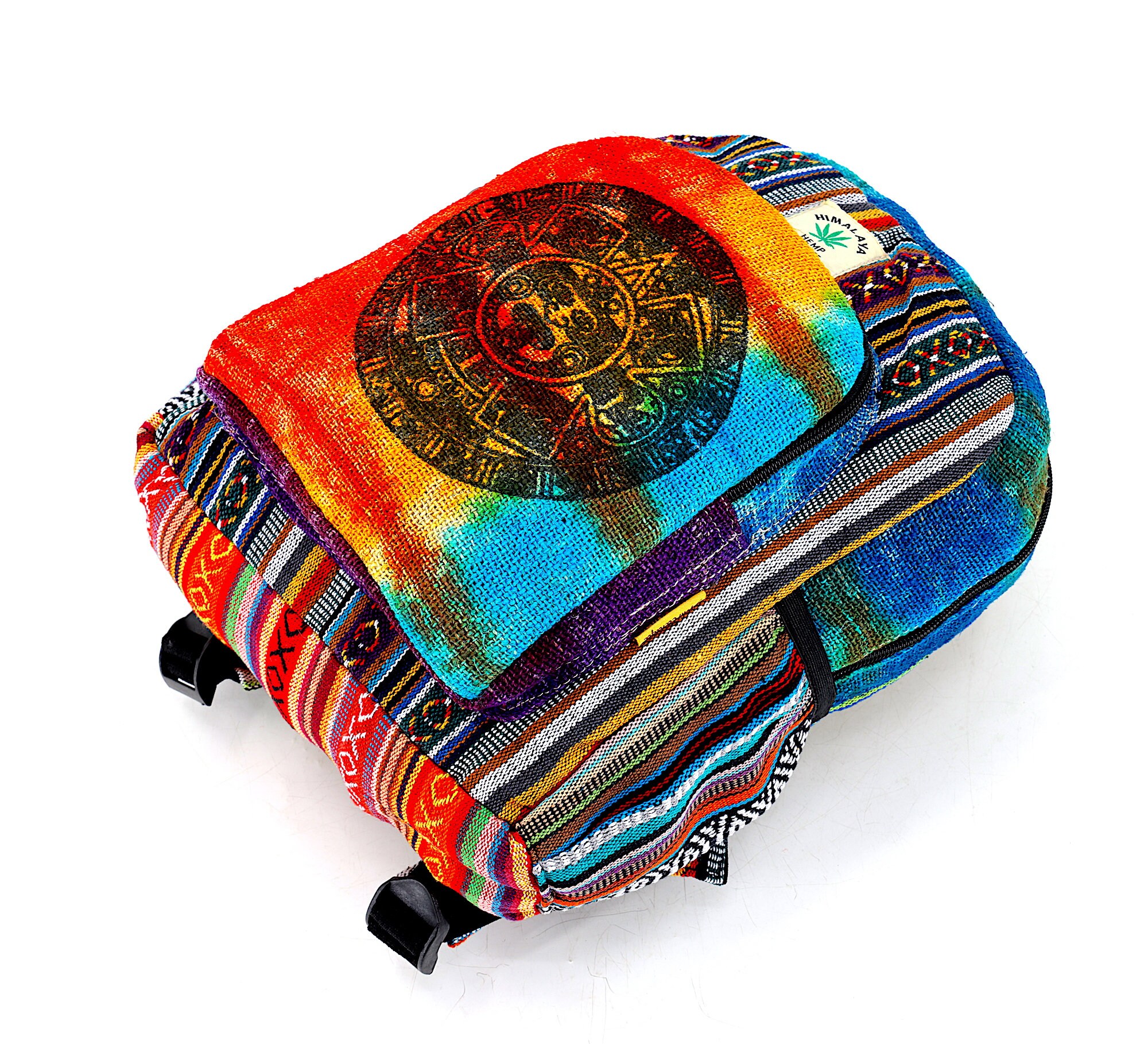 Himalayan Hemp Mini Backpack Aztec Calendar Tie Dye Boho Bag 