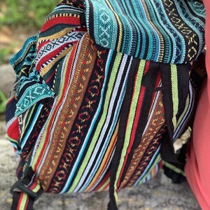 Unique Cotton Backpack Small Backpack Hippie Backpack Festival Backpack Hiking Backpack Patch Backpack FAIR TRADE Handmade with Love image 6