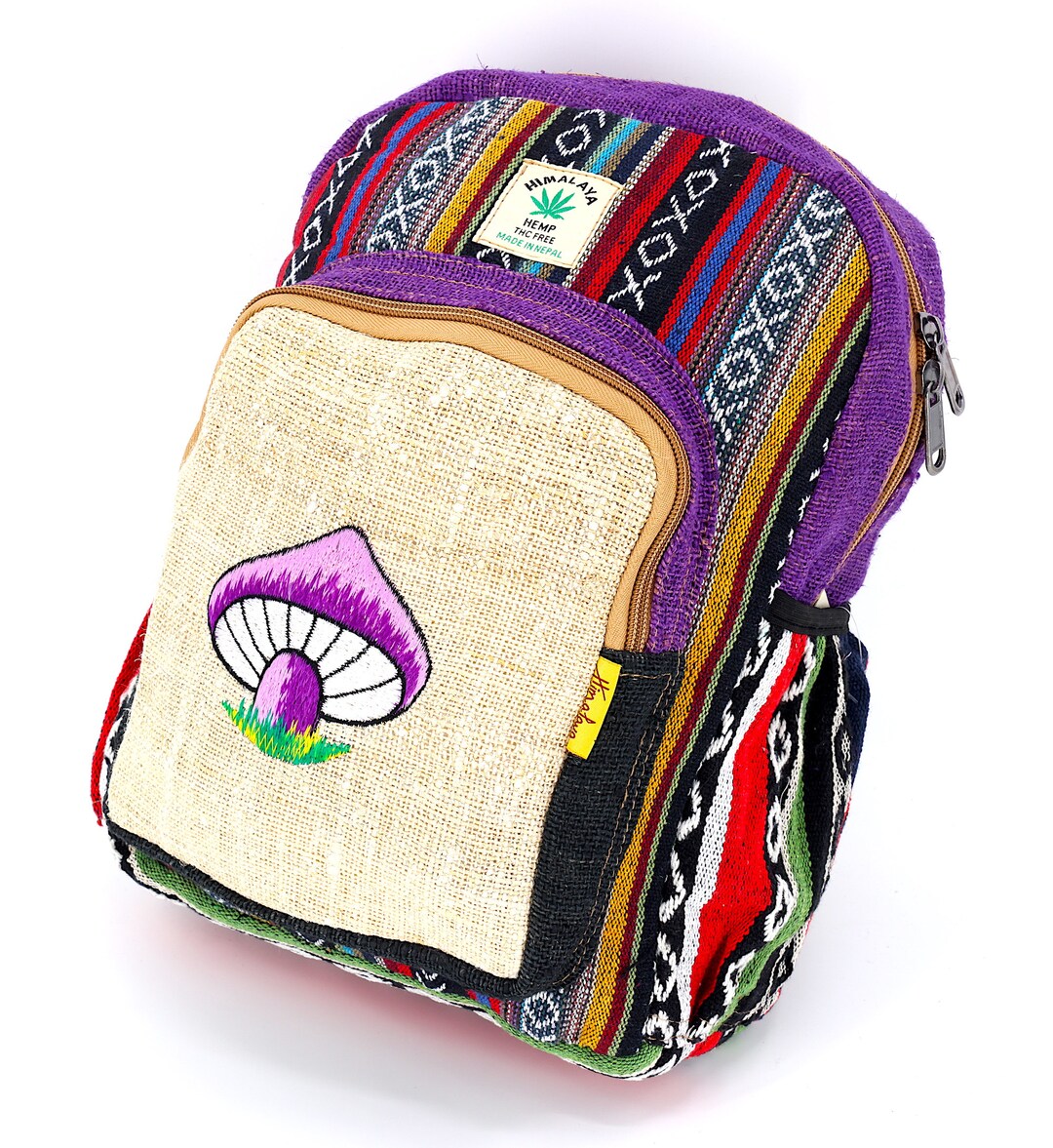 Himalayan Hemp Mini Backpack Mushroom Embroidered Boho Bag - Etsy