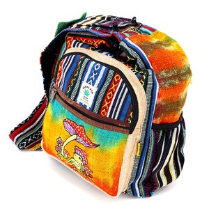 Himalayan Hemp Crossbody Bag Frog Mushroom Embroidered Tie Dye Boho Bag