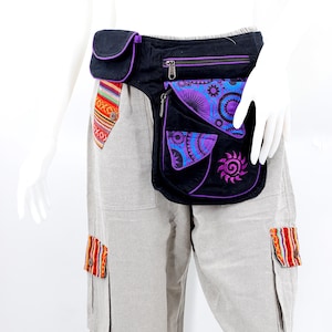 Embroidered Sun Himalaya Cotton Fanny Pack Colorful Hippie Boho Bag