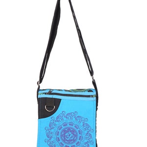 Hippie Boho Mandala Elephant con Om Print Passport & iPad bandolera 100% algodón Hecho a mano en Nepal