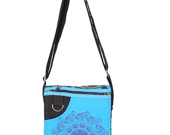 Handmade Cotton Crossbody Bag Hippie Boho Elephant Mandala Print