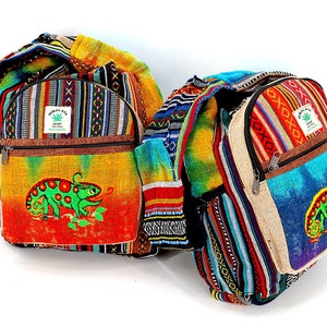 Himalayan Hemp Crossbody Bag Embroidered Chameleon Tie-Dye Boho Bag
