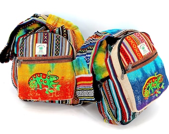 Himalayan Hemp Crossbody Bag Embroidered Chameleon Tie-Dye Boho Bag