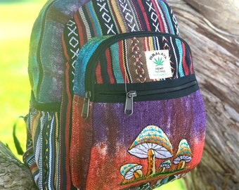 Unique design Himalaya Hemp Backpack Small Backpack Hippie Backpack Festival Backpack Hiking & Tablet Backpack FAIR TRADE Handmade with Love